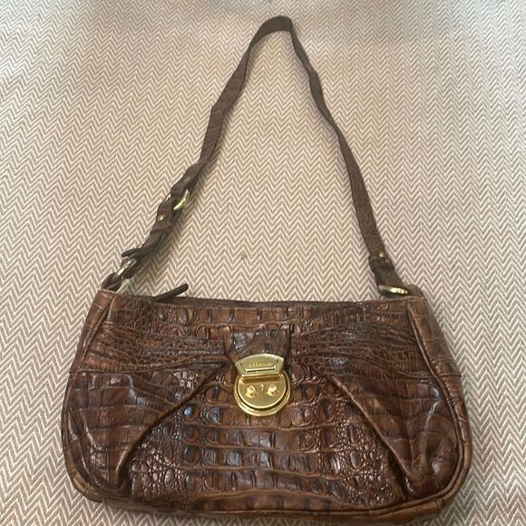 Brahmin Brown Leather Croc Small Shoulder Purse - Picture 1 of 10